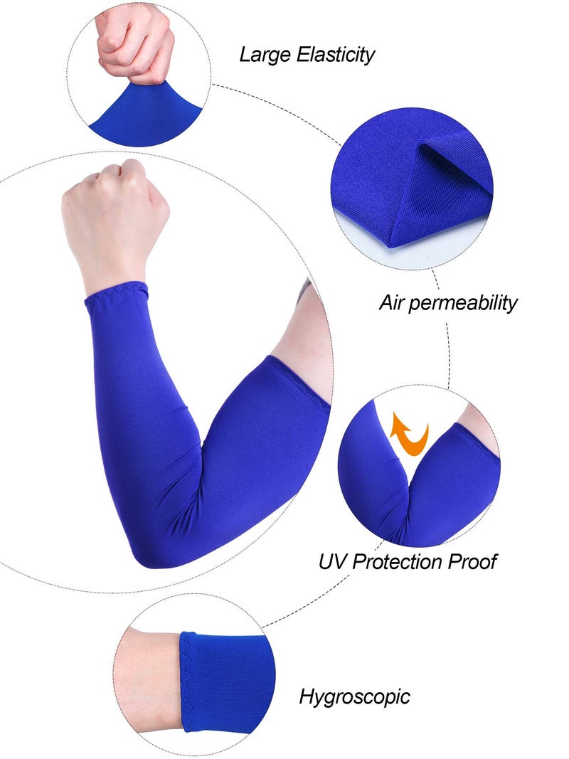 Bememo 9 Pairs Unisex UV Protection Cooling Sun Sleeves - Long Arm Ice Silk Cover (Black, White, Royal Blue) - Image 3
